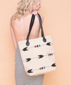 MZ Fair Trade Accessories Obsidian Arrow Wool Bucket Tote Bag