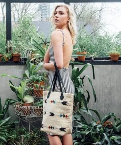 MZ Fair Trade Accessories Obsidian Arrow Wool Bucket Tote Bag