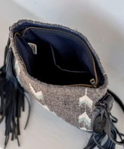 MZ Fair Trade Smoky Quartz Wool Fringe Bag Accessories