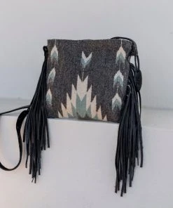 MZ Fair Trade Smoky Quartz Wool Fringe Bag Accessories
