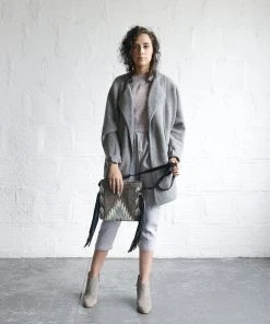 MZ Fair Trade Smoky Quartz Wool Fringe Bag Accessories