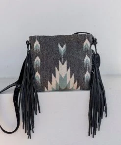 MZ Fair Trade Smoky Quartz Wool Fringe Bag Accessories
