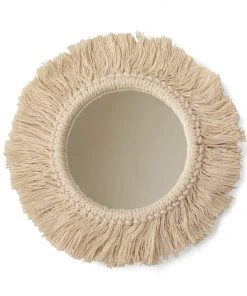 Casa Amarosa Natural Fringe Wall Mirror Home Goods