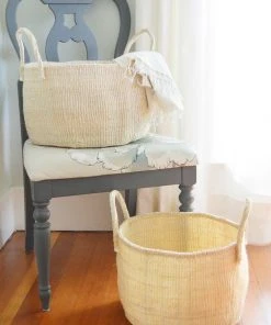 Swahili African Modern Natural Sisal Kamba Floor Basket Home Goods