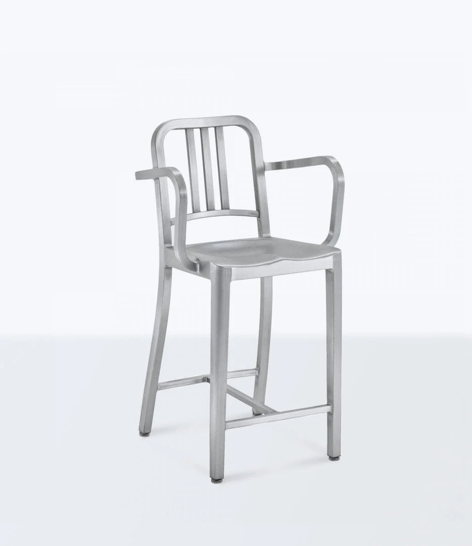 Emeco Navy Recycled Counter Stool With Arms Furniture 1 Emeco Navy Recycled Counter Stool With Arms Furniture