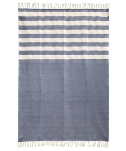 Kiliim Navy Stripes Throw Blanket Home Goods