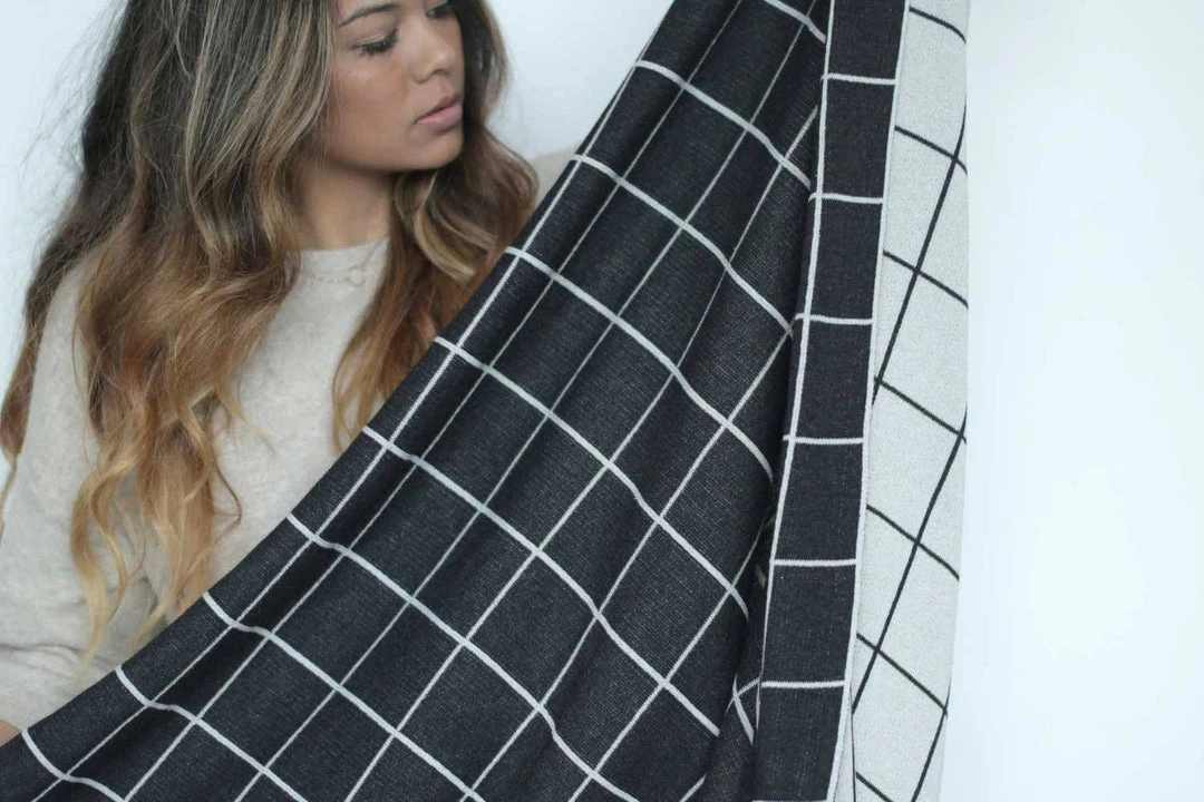 Newly Goods Grid Recycled Throw Blanket Handcrafted 2 Newly Goods Grid Recycled Throw Blanket Handcrafted