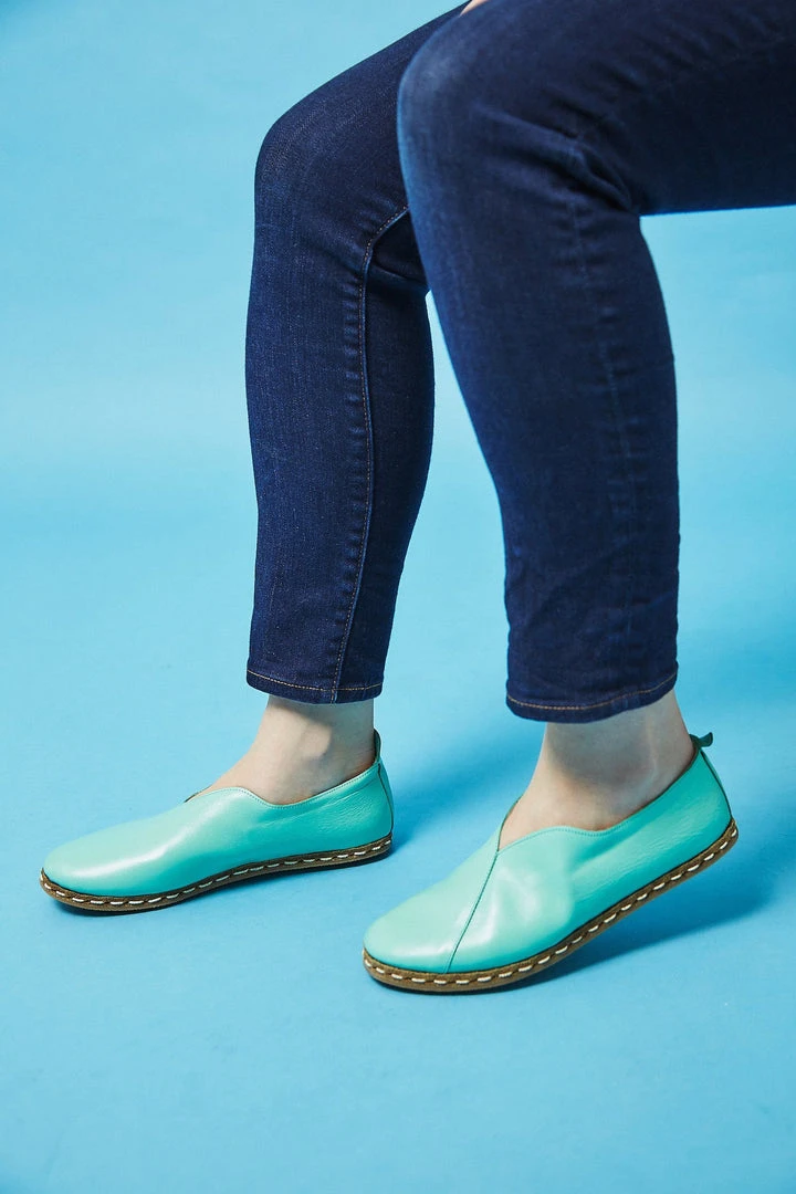 Nida Lu Handmade Shoes Women's Lu Loafer - Turquoise 2 Nida Lu Handmade Shoes Women's Lu Loafer - Turquoise