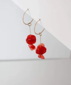 Giulia Letzi + META Jewelry Nina Upcycled Chain Drop Earrings - Coral 2 Giulia Letzi + META Jewelry Nina Upcycled Chain Drop Earrings - Coral