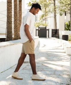 Nisolo Men's Cortez Mid Top Sneaker - Bone + Gum