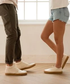 Nisolo Men's Cortez Mid Top Sneaker - Bone + Gum