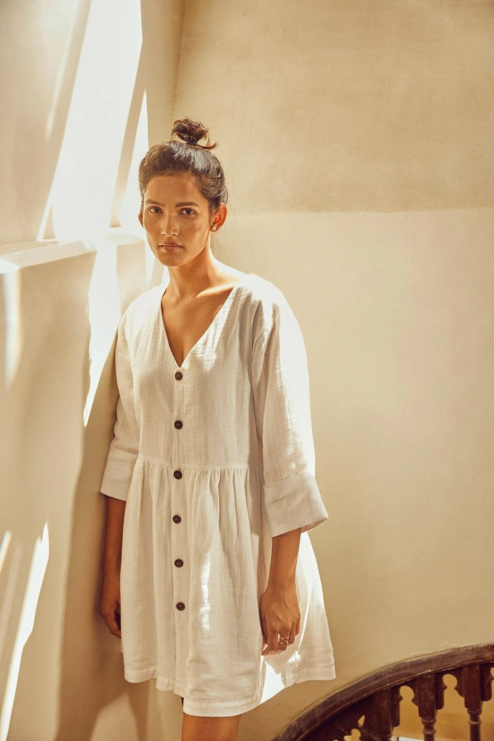 No Nasties Coconut Milk Drop-Waist Mini Dress Clothing No Nasties Coconut Milk Drop-Waist Mini Dress Clothing