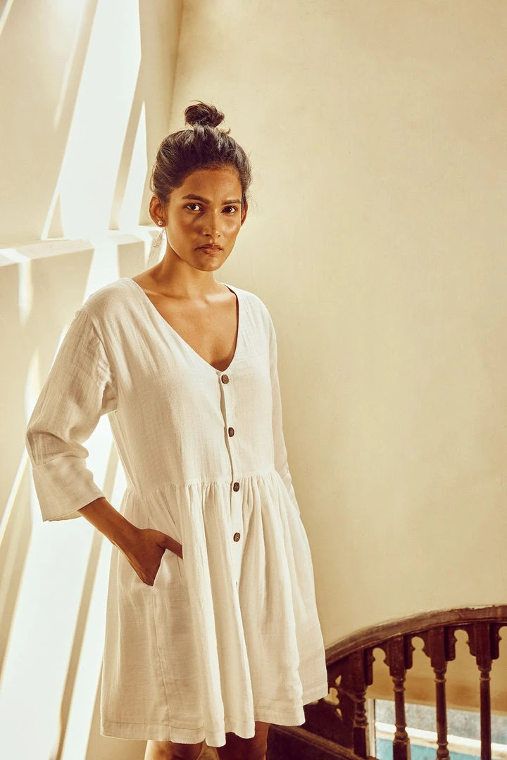 No Nasties Coconut Milk Drop-Waist Mini Dress Clothing No Nasties Coconut Milk Drop-Waist Mini Dress Clothing