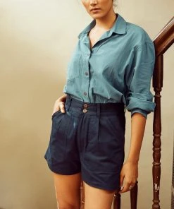 No Nasties Indigo High-Rise Shorts