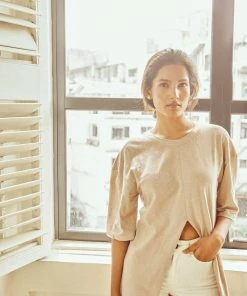 No Nasties Clothing Sand Reversible Long Tee