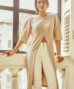 No Nasties Clothing Sand Reversible Long Tee