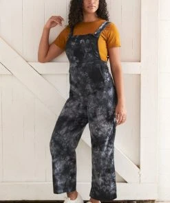North Of West Sale Ariel Upcycled Tie Dye Overalls - Black
