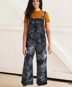 North Of West Sale Ariel Upcycled Tie Dye Overalls - Black