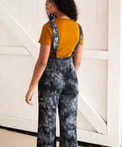 North Of West Sale Ariel Upcycled Tie Dye Overalls - Black
