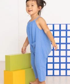 North Of West Sale Kids' Double Cloth Jumpsuit - Adriatic
