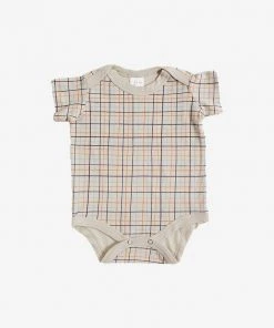 North Of West Baby's Grid Onesie - Fog