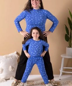 North Of West Morgan Squiggles Mock Neck - Azure