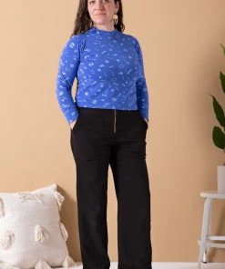 North Of West Morgan Squiggles Mock Neck - Azure