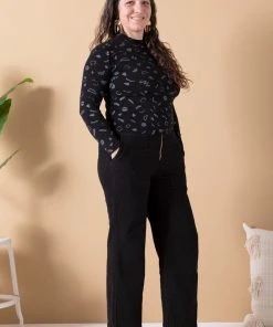 North Of West Sale Morgan Squiggles Mock Neck - Black