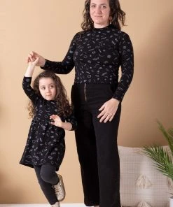 North Of West Sale Morgan Squiggles Mock Neck - Black