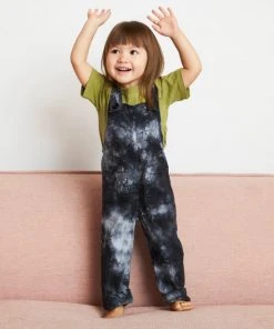 North Of West Sale Kids' Park Upcycled Tie Dye Overalls - Black