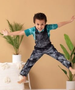 North Of West Sale Kids' Park Upcycled Tie Dye Overalls - Black