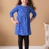 North Of West Sale Kids' Squiggles Gathered Dress - Azure