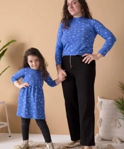 North Of West Sale Kids' Squiggles Gathered Dress - Azure