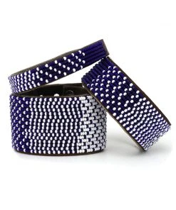 Swahili Coast Design Ombre Dark Blue Beaded Leather Cuff