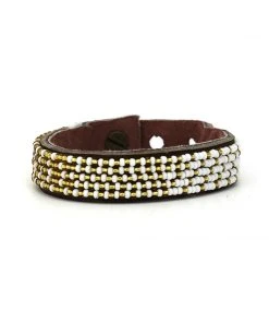 Swahili Coast Design Ombre Gold Beaded Leather Cuff