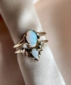 Iron Oxide Opal Halo Stacker Ring