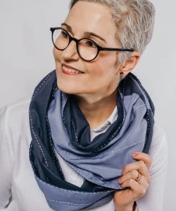 Anchal Stripe Infinity Scarf - Navy Accessories