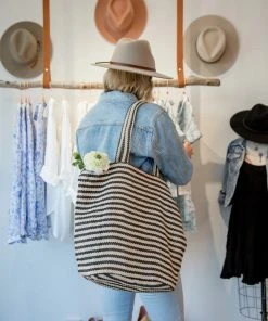 Will & Atlas Paris Striped Oversized Tote - Black + White Best Sellers