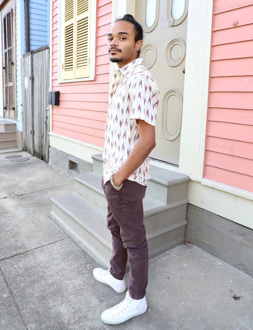 Passion Lilie Men's Aspen Button Down Ikat Shirt 2 Passion Lilie Men's Aspen Button Down Ikat Shirt