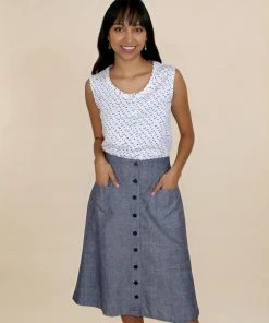 Passion Lilie Chambray Midi Skirt