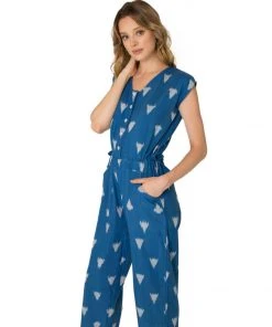 Passion Lilie Cobalt Ikat Jumpsuit