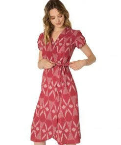 Passion Lilie Garnet Ikat Wrap Dress