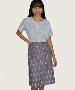 Passion Lilie Best Sellers Grape Chambray Midi Skirt