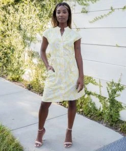 Passion Lilie Clothing Lemon Ikat Button Dress