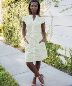Passion Lilie Clothing Lemon Ikat Button Dress