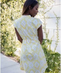 Passion Lilie Clothing Lemon Ikat Button Dress
