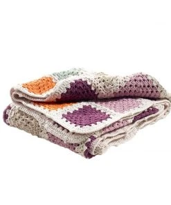 Pebble Purple Granny Square Blanket Fair Trade