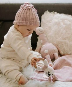 Pebble Fair Trade Ribbed Baby Hat - Dusky Pink