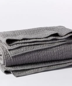 Coyuchi Pebbled Handstitched Quilt - Slate