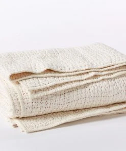 Coyuchi Home Goods Pebbled Handstitched Quilt - Undyed